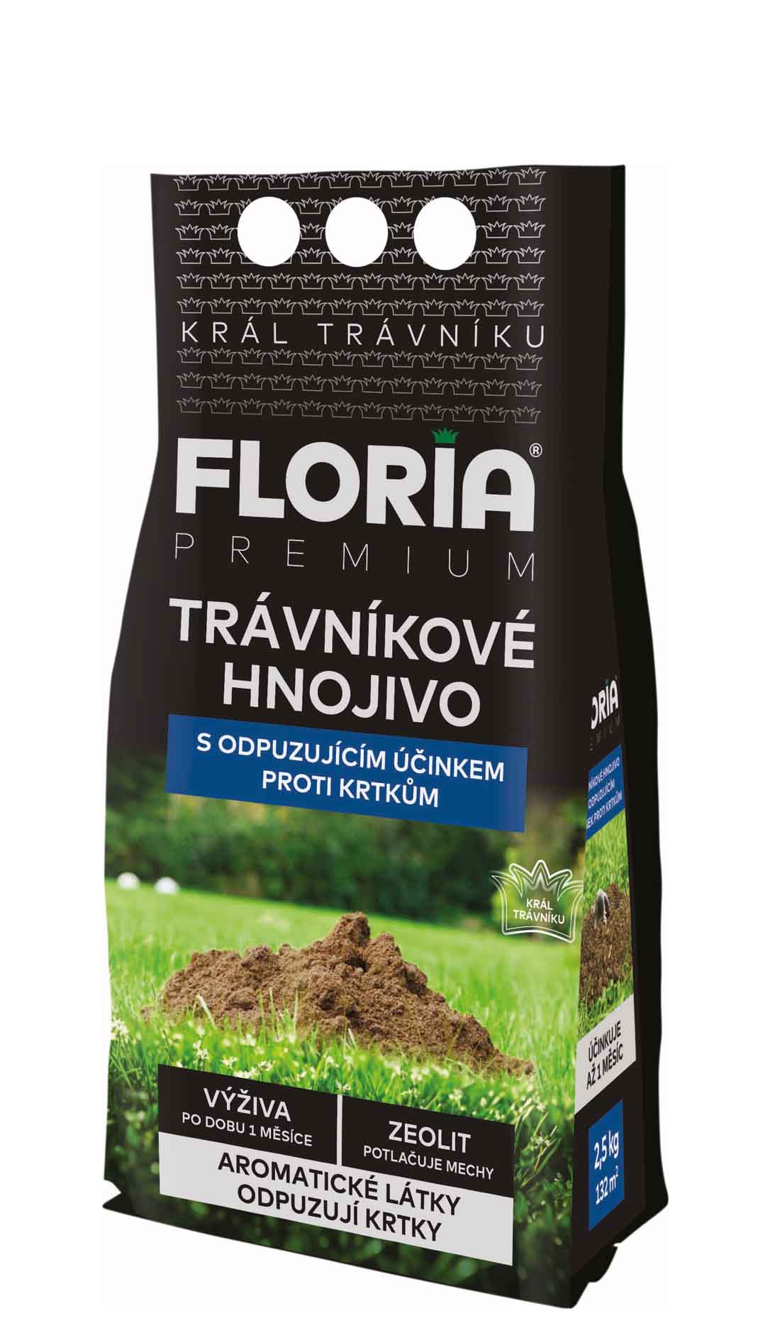 FLORIA Trávníkové hnojivo s odpuzujícími účinky na krtky 2,5 kg